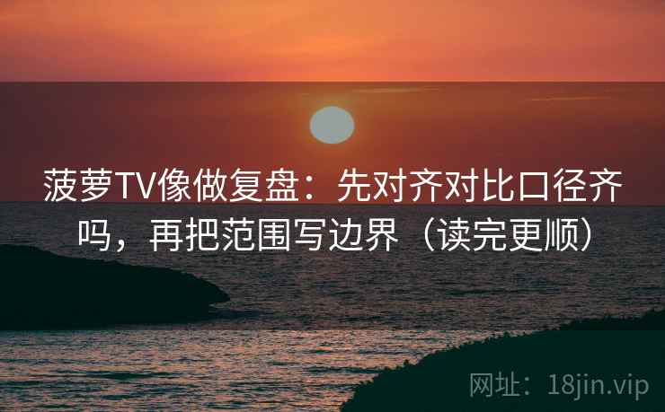 菠萝TV像做复盘：先对齐对比口径齐吗，再把范围写边界（读完更顺）